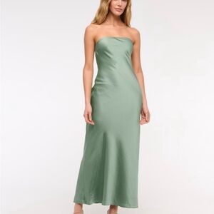 Elegant Green Strapless Dress summer wedding guest